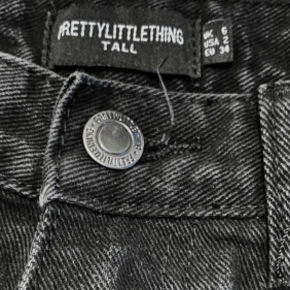 PRETTY LITTLE THING Tall Black Straight Leg Jeans - Picture 4 of 5